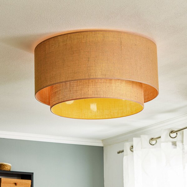 Euluna Φωτιστικό οροφής Boho, καφέ, Ø 60 cm, ύφασμα, ρυθμιζόμενος, Καφέ / Σκουριάς, Σαλόνι / τραπεζαρία, Ύφασμα / Κλωστοϋφαντουργία, Εξοχική κατοικία / Ρουστίκ