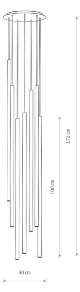 Nowodvorski Lighting Κρεμαστό φωτιστικό Laser, επτά φλόγες, μαύρο, ρυθμιζόμενος, Μαύρο, Σαλόνι / τραπεζαρία, Μέταλλο, σύγχρονο