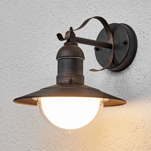 Lindby LED φωτιστικό τοίχου εξωτερικού χώρου Clea, πλάτος 24 cm, μέταλλο, Χαλκού, Μέταλλο, σύγχρονο