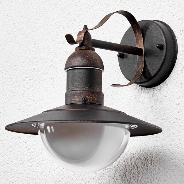 Lindby LED φωτιστικό τοίχου εξωτερικού χώρου Clea, πλάτος 24 cm, μέταλλο, Χαλκού, Μέταλλο, σύγχρονο