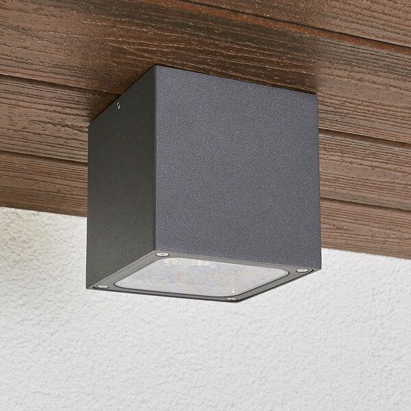 Lucande LED φωτιστικό οροφής Tanea, 12x12 cm, σκούρο γκρι, IP54, Γκρι, Μέταλλο, σύγχρονο
