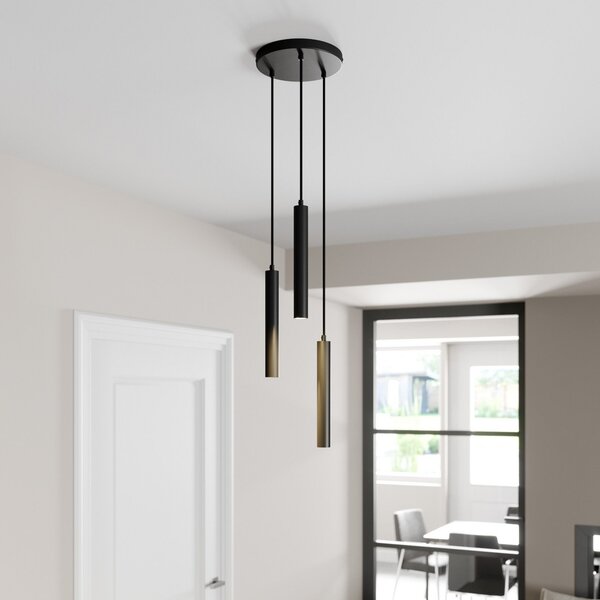 Arcchio LED κρεμαστό φωτιστικό Franka, 3-φωτο, Ø 24 cm, μαύρο, Μαύρο, Σαλόνι / τραπεζαρία, Μέταλλο, σύγχρονο