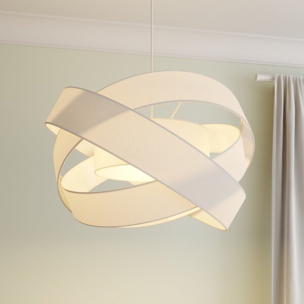 Lindby κρεμαστό φωτιστικό Simaria, λευκό, ύφασμα, Ø 60 cm, E27, ρυθμιζόμενος, Λευκό, Σαλόνι / τραπεζαρία, Ύφασμα / Κλωστοϋφαντουργία, σύγχρονο