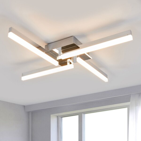 Lindby LED φωτιστικό οροφής Patrik, 59 cm, 4-φωτο, χρώμιο, IP44, Μεταλλικό, Μπάνιο, Μέταλλο, σύγχρονο
