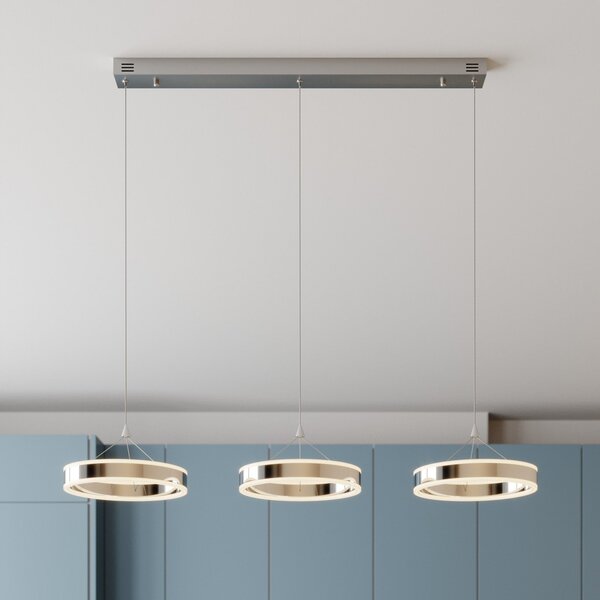 Lucande LED κρεμαστό φωτιστικό Lyani, 115cm, 3-φωτός, χρώμιο, με δυνατότητα, ρυθμιζόμενος, Μεταλλικό, Σαλόνι / τραπεζαρία, Μέταλλο, σύγχρονο