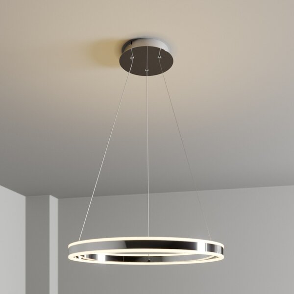 Lucande LED κρεμαστό φωτιστικό Lyani, Ø 60 cm, χρώμιο, ρυθμιζόμενο φωτισμό, ρυθμιζόμενος, Μεταλλικό, Σαλόνι / τραπεζαρία, Μέταλλο, σύγχρονο