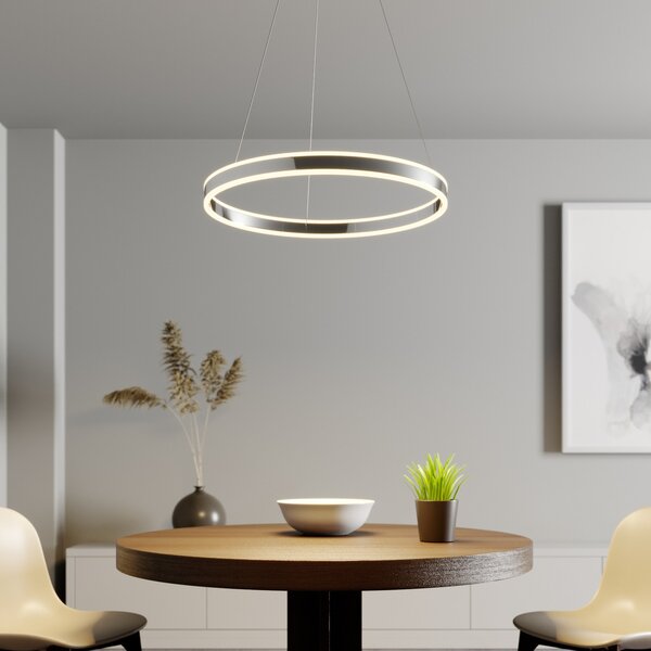 Lucande LED κρεμαστό φωτιστικό Lyani, Ø 60 cm, χρώμιο, ρυθμιζόμενο φωτισμό, ρυθμιζόμενος, Μεταλλικό, Σαλόνι / τραπεζαρία, Μέταλλο, σύγχρονο