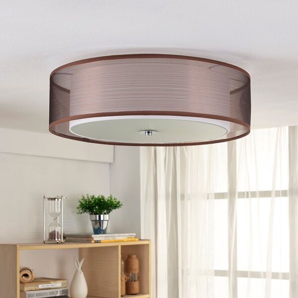 Lindby φωτιστικό οροφής Tobia, καφέ, ύφασμα, Ø 50 cm, E27, ρυθμιζόμενος, Καφέ / Σκουριάς, Σαλόνι / τραπεζαρία, Ύφασμα / Κλωστοϋφαντουργία, σύγχρονο