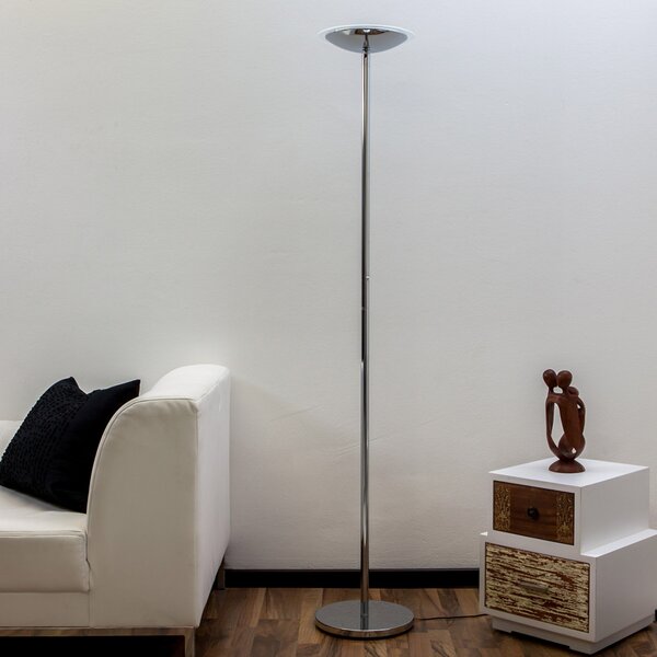 Lindby Λάμπα δαπέδου LED Malea, χρώμα χρωμίου, με ρυθμιζόμενη ένταση φωτισμού,, ρυθμιζόμενος, Μεταλλικό, Σαλόνι / τραπεζαρία, Μέταλλο, σύγχρονο