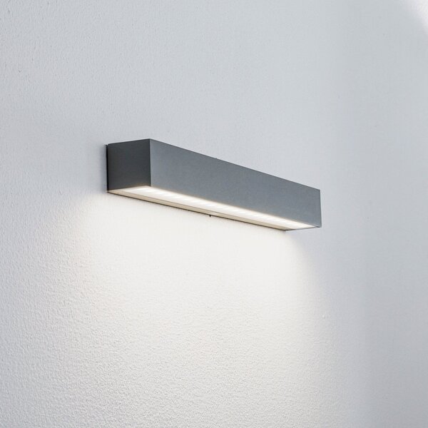 Arcchio LED εξωτερική λάμπα τοίχου Lengo, 50 cm, 1 φτερωτή, γκρι, CCT, Γκρι, Αλουμίνιο, σύγχρονο