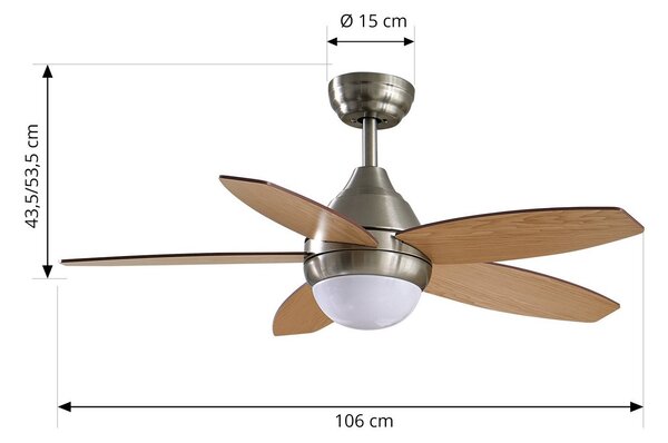 Lindby Ανεμιστήρας οροφής LED Klasika, DC, αθόρυβος, 106 cm, CCT, Λευκό, Σαλόνι / τραπεζαρία, Ξύλο