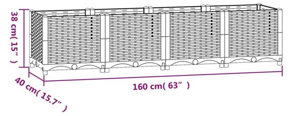 Ζαρντινιέρα 160 x 40 x 38 εκ. από Πολυπροπυλένιο - Μπλε