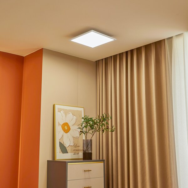 Lindby LED πάνελ Lamin, λευκό, 40 cm, CCT, dimmable, τηλεχειριστήριο, ρυθμιζόμενος, Λευκό, Σαλόνι / τραπεζαρία, Μέταλλο, σύγχρονο