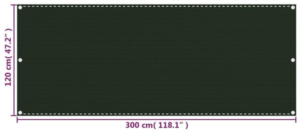 Διαχωριστικό Βεράντας Σκούρο Πράσινο 120 x 300 εκ. από HDPE - Πράσινο