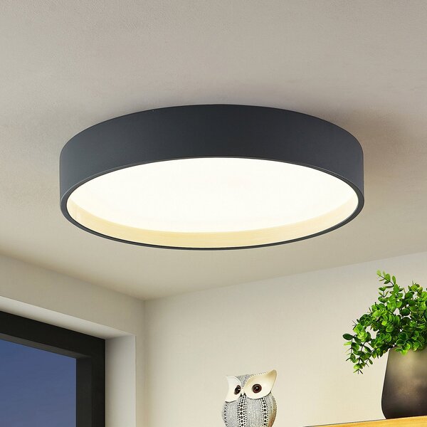 Lindby LED φωτιστικό οροφής Todor, 50 cm, ανθρακί, CCT, ξύλο, ρυθμιζόμενος, Μαύρο, Σαλόνι / τραπεζαρία, Πλαστικό, σύγχρονο