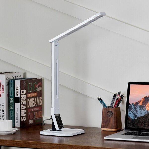 Lindby Φωτιστικό γραφείου LED Eleni, λευκό, CCT, με δυνατότητα ρύθμισης του, ρυθμιζόμενος, Λευκό, Μελέτη / Γραφείο, Πλαστικό, σύγχρονο