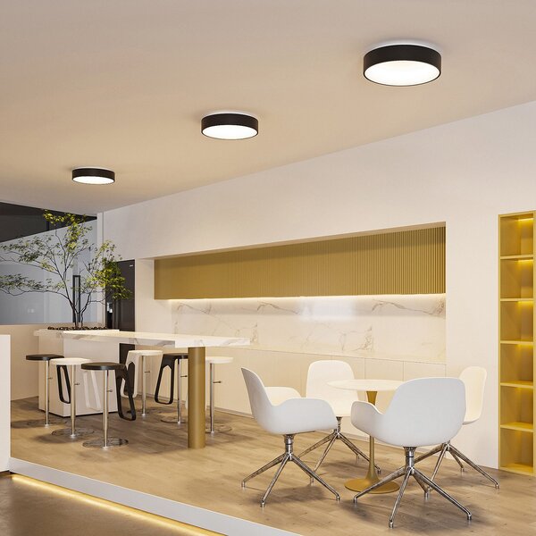 Arcchio Φωτιστικό οροφής LED Aleksi, Ø 45cm, μαύρο, μέταλλο, CCT, ρυθμιζόμενος, Μαύρο, Κουζίνα, Μέταλλο, σύγχρονο
