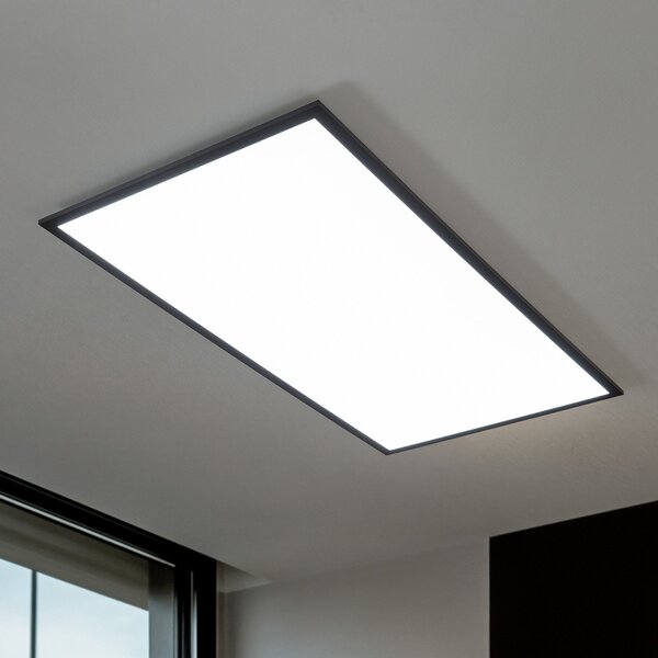 Lindby LED πάνελ Nelios, 120 x 60 cm, CCT, μαύρο, μέταλλο, ρυθμιζόμενος, Μαύρο, Κουζίνα, Πλαστικό, σύγχρονο