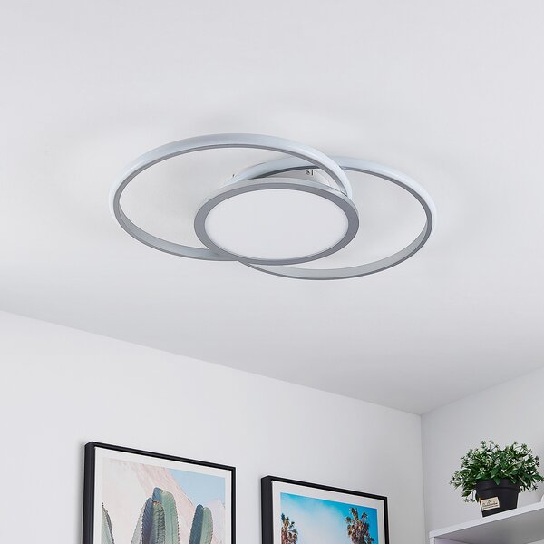 Lucande LED φωτιστικό οροφής Senne, 63 cm, ασημί, αλουμίνιο, ρυθμιζόμενος, Γκρι, Κουζίνα, Μέταλλο, σύγχρονο