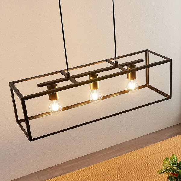 Lindby κρεμαστό φωτιστικό Emily, 72 cm, μαύρο, 3-φωτο, μέταλλο, ρυθμιζόμενος, Μαύρο, Κουζίνα, Μέταλλο, σύγχρονο, Κρεμαστά μονής φλόγας
