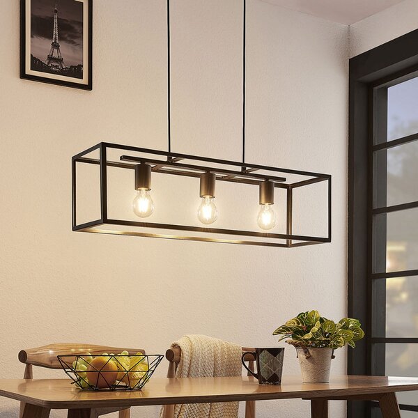 Lindby κρεμαστό φωτιστικό Emily, 72 cm, μαύρο, 3-φωτο, μέταλλο, ρυθμιζόμενος, Μαύρο, Κουζίνα, Μέταλλο, σύγχρονο, Κρεμαστά μονής φλόγας
