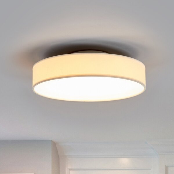 Lindby LED φωτιστικό οροφής Saira, Ø 30 cm, λευκό, ύφασμα, Λευκό, Σαλόνι / τραπεζαρία, Ύφασμα / Κλωστοϋφαντουργία, σύγχρονο