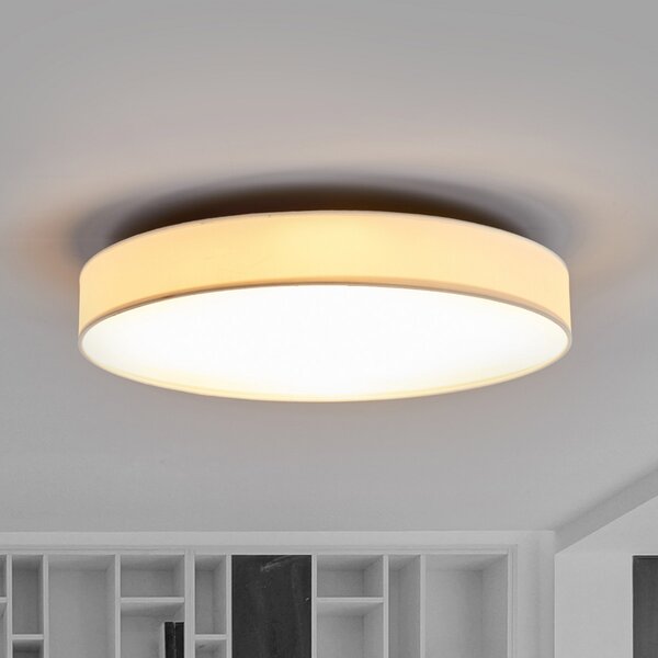 Lindby LED φωτιστικό οροφής Saira, Ø 50 cm, λευκό, ύφασμα, Λευκό, Σαλόνι / τραπεζαρία, Ύφασμα / Κλωστοϋφαντουργία, σύγχρονο