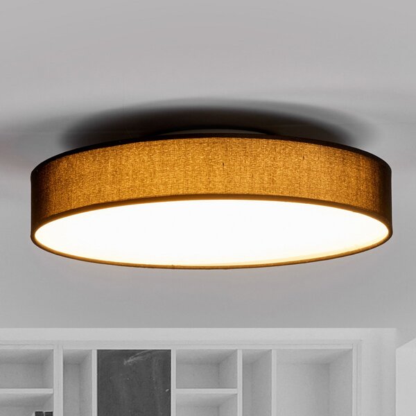 Lindby LED φωτιστικό οροφής Saira, Ø 40 cm, μαύρο, ύφασμα, Μαύρο, Σαλόνι / τραπεζαρία, Ύφασμα / Κλωστοϋφαντουργία, σύγχρονο