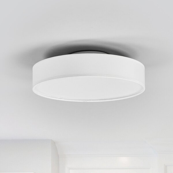 Lindby LED φωτιστικό οροφής Saira, Ø 30 cm, λευκό, ύφασμα, Λευκό, Σαλόνι / τραπεζαρία, Ύφασμα / Κλωστοϋφαντουργία, σύγχρονο