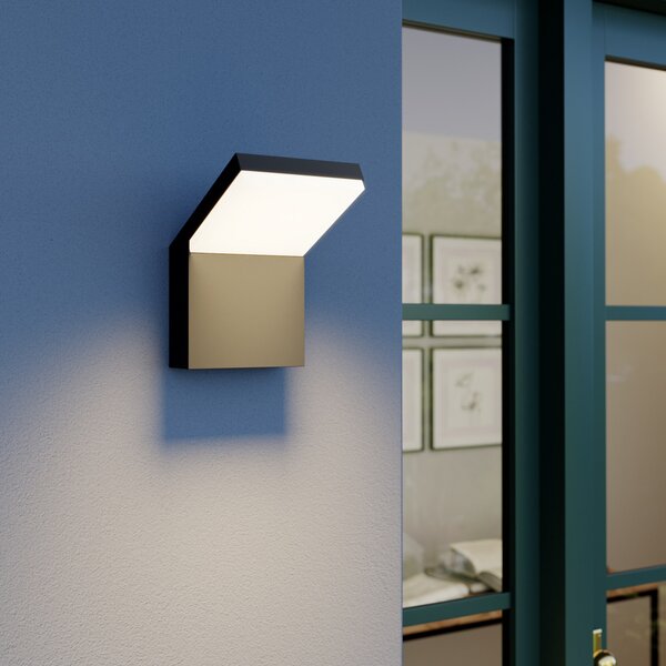 Arcchio Φωτιστικό τοίχου LED Yolena, ανθρακί, αλουμίνιο, 21cm, Μαύρο, Μέταλλο, σύγχρονο