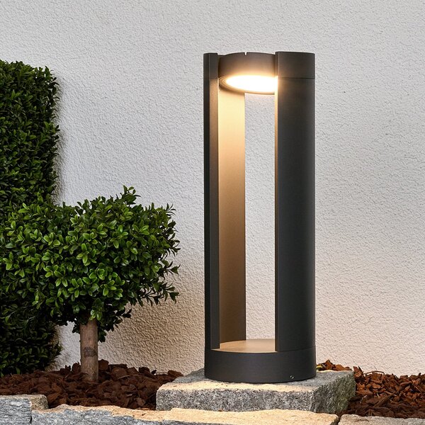 Lucande LED φωτιστικό βάθρο Dylen, γκρι, μεταλλικό, 50cm, IP65, Μαύρο, Μέταλλο, σύγχρονο