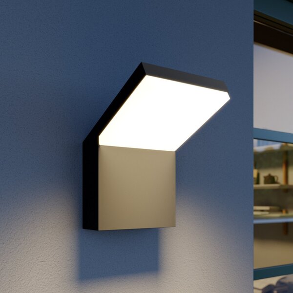 Arcchio Φωτιστικό τοίχου LED Yolena, ανθρακί, αλουμίνιο, 21cm, Μαύρο, Μέταλλο, σύγχρονο