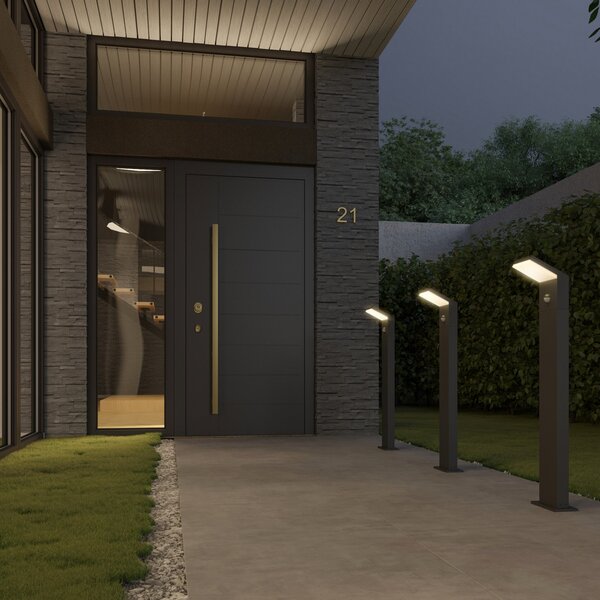 Arcchio Φωτιστικό μονοπατιών LED Yolena, αισθητήρας, 100cm, ανθρακί, Μαύρο, Μέταλλο, σύγχρονο