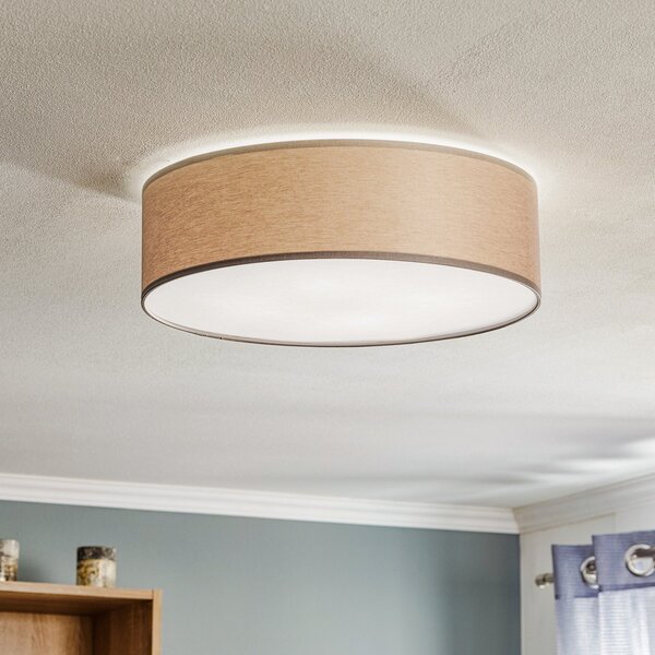 TK Lighting Φωτιστικό οροφής Rondo, καφέ, Ø 45 cm, ρυθμιζόμενος, Καφέ / Σκουριάς, υπνοδωμάτιο, Ύφασμα / Κλωστοϋφαντουργία, σύγχρονο
