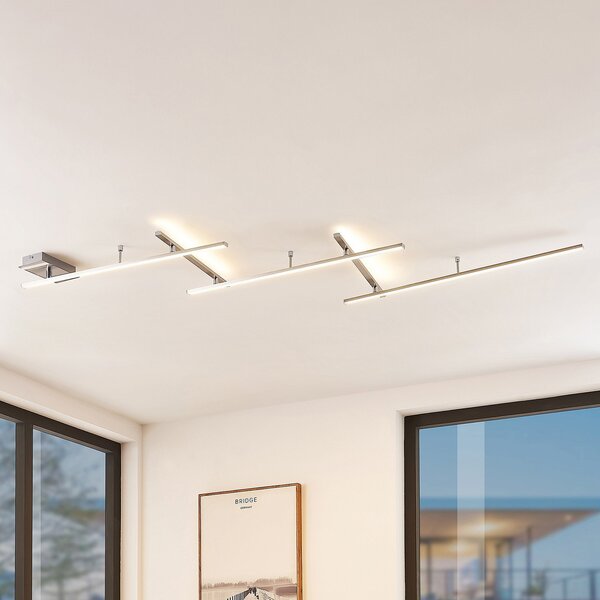 Lindby Acia LED φωτιστικό οροφής, νικέλιο, ρυθμιζόμενος, Γκρι, Σαλόνι / τραπεζαρία, Μέταλλο, σύγχρονο