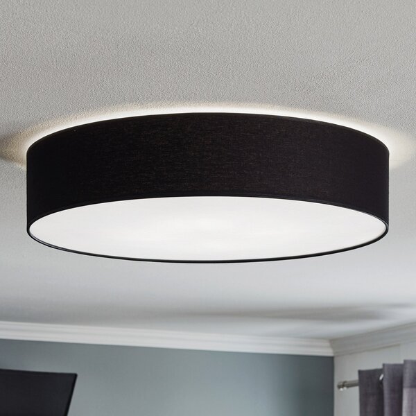 TK Lighting Φωτιστικό οροφής Rondo, σκούρο γκρι Ø 60cm, ρυθμιζόμενος, Μαύρο, υπνοδωμάτιο, Ύφασμα / Κλωστοϋφαντουργία, σύγχρονο