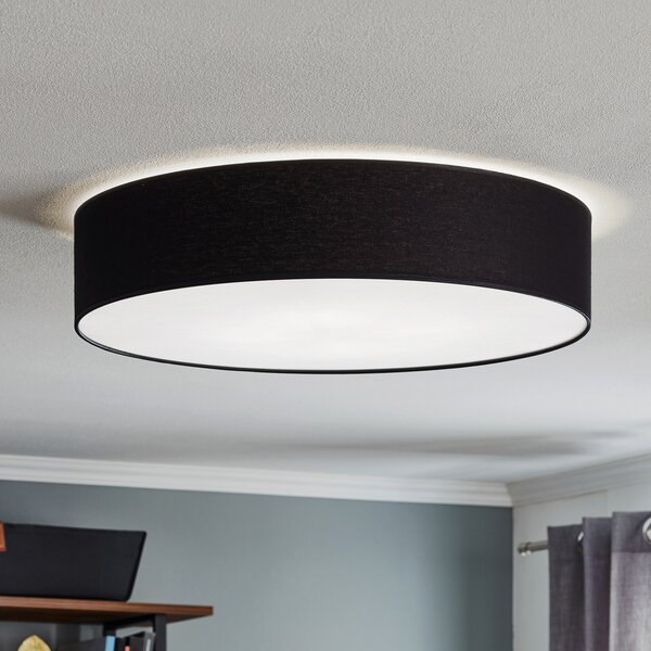 TK Lighting Φωτιστικό οροφής Rondo, σκούρο γκρι Ø 60cm, ρυθμιζόμενος, Μαύρο, υπνοδωμάτιο, Ύφασμα / Κλωστοϋφαντουργία, σύγχρονο