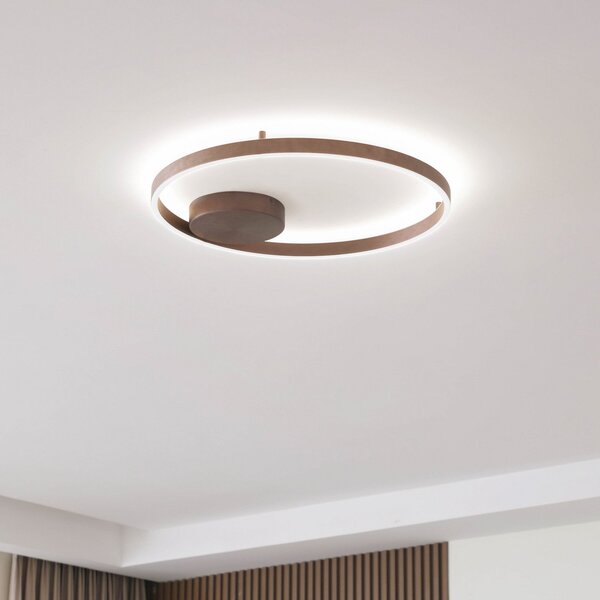 Lucande Smart LED φωτιστικό οροφής Moise, καφέ, CCT, Tuya, ρυθμιζόμενος, Καφέ / Σκουριάς, Σαλόνι / τραπεζαρία, Αλουμίνιο, σύγχρονο