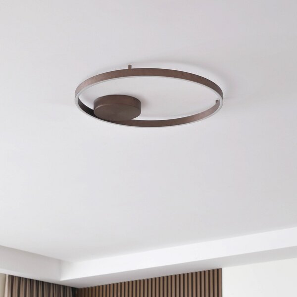 Lucande Smart LED φωτιστικό οροφής Moise, καφέ, CCT, Tuya, ρυθμιζόμενος, Καφέ / Σκουριάς, Σαλόνι / τραπεζαρία, Αλουμίνιο, σύγχρονο