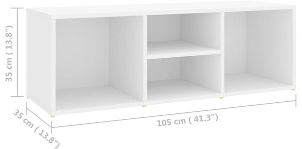 Πάγκος Αποθήκευσης Παπουτσιών Λευκός 105x35x35 εκ. Επεξ. Ξύλο - Λευκό