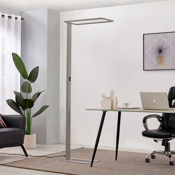 PRIOS Φωτιστικό δαπέδου γραφείου Prios LED Taronis, ασημί, 195 cm, ρυθμιζόμενο, ρυθμιζόμενος, Γκρι, Μελέτη / Γραφείο, Αλουμίνιο, σύγχρονο