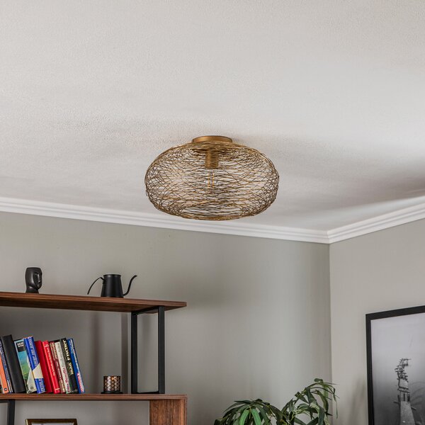 Lindby Φωτιστικό οροφής Kaviya, χρυσό χρώμα, Ø 40 cm, σίδερο, E27, ρυθμιζόμενος, Χρυσό / Ορείχαλκου, Σαλόνι / τραπεζαρία, Μέταλλο, σχεδιασμός