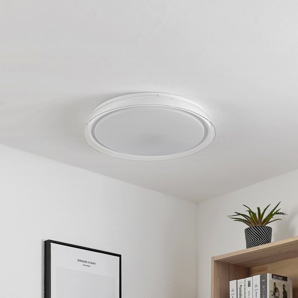 Lindby LED φωτιστικό οροφής Sleya Ø 50 cm, λευκό, CCT, dimmable, ρυθμιζόμενος, Λευκό, Σαλόνι / τραπεζαρία, Πλαστικό, σύγχρονο