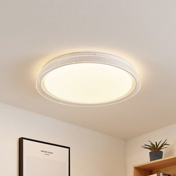 Lindby LED φωτιστικό οροφής Sleya Ø 50 cm, λευκό, CCT, dimmable, ρυθμιζόμενος, Λευκό, Σαλόνι / τραπεζαρία, Πλαστικό, σύγχρονο