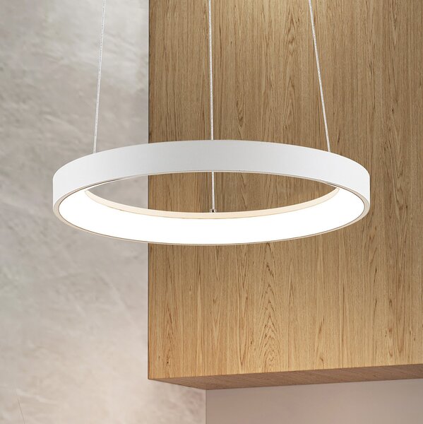 Arcchio LED κρεμαστό φωτιστικό Vivy, Ø 38 cm, λευκό, μέταλλο, ρυθμιζόμενος, Λευκό, Κουζίνα, Μέταλλο, σύγχρονο