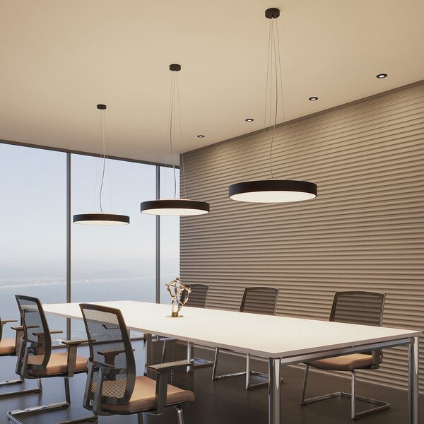 Arcchio LED κρεμαστό φωτιστικό Vanida, μαύρο, Ø 60 cm, πάνω/κάτω, ρυθμιζόμενος, Μαύρο, Κουζίνα, Μέταλλο, σύγχρονο