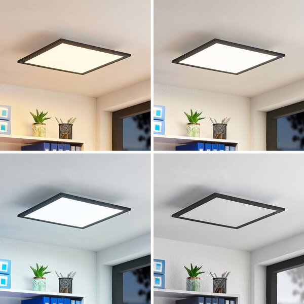 Lindby LED πάνελ Nelios, 40 x cm, CCT, μαύρο, μέταλλο, ρυθμιζόμενος, Μαύρο, Κουζίνα, Πλαστικό, σύγχρονο