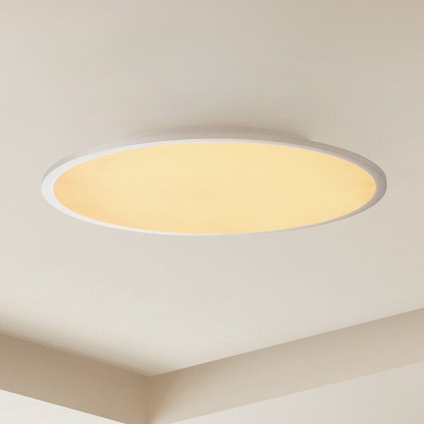 Lindby LED φωτιστικό οροφής Narima, CCT, Ø 60 cm, ασημί, ρυθμιζόμενος, Γκρι, Κουζίνα, Πλαστικό, σύγχρονο