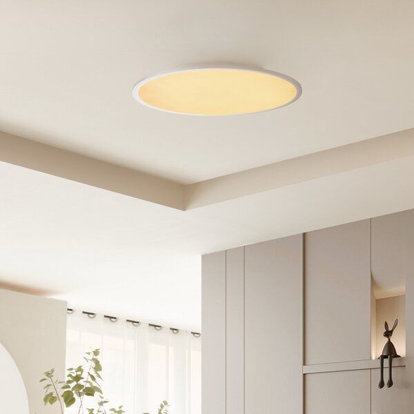 Lindby LED φωτιστικό οροφής Narima, CCT, Ø 60 cm, ασημί, ρυθμιζόμενος, Γκρι, Κουζίνα, Πλαστικό, σύγχρονο