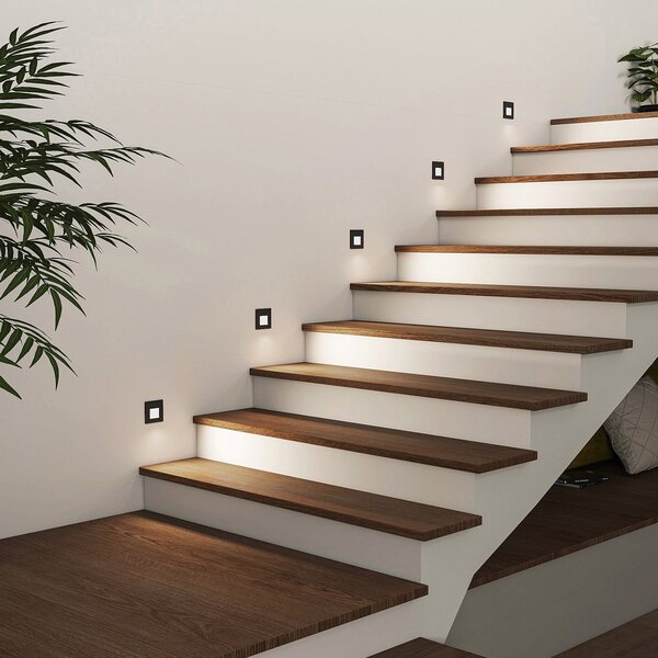 Arcchio Φωτιστικό εσοχής LED Vexi, 7,8 cm x cm, μαύρο, CCT, ρυθμιζόμενος, Μαύρο, Διάδρομος, Αλουμίνιο, σύγχρονο, Γωνιακά φωτιστικά